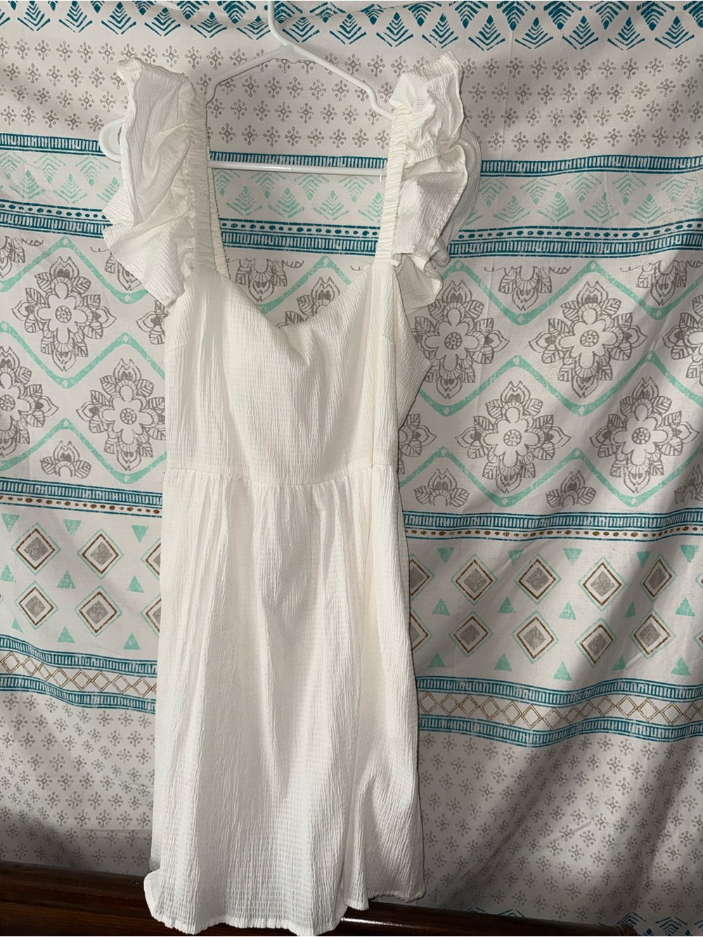 Francesca's Collections White Ruffle Strap Chemise Dress